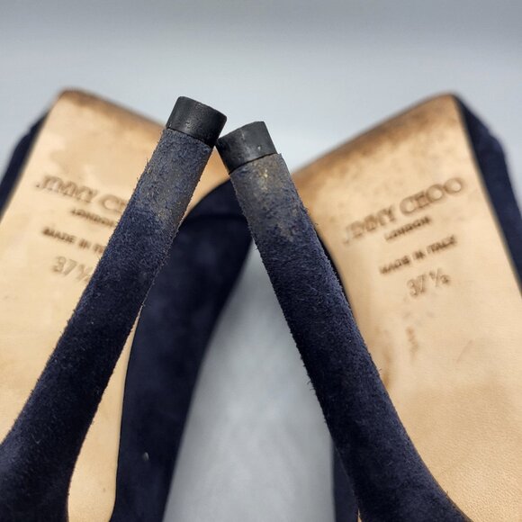 Jimmy Choo Suede Peep Toe Pumps - Picture 10 of 16